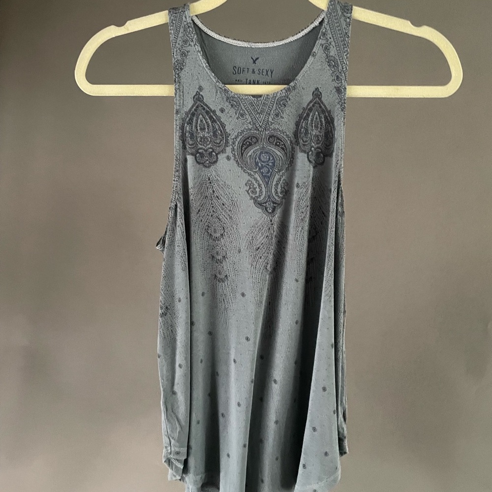 American Eagle Outfitters Blue Tank Top with Racerback Style